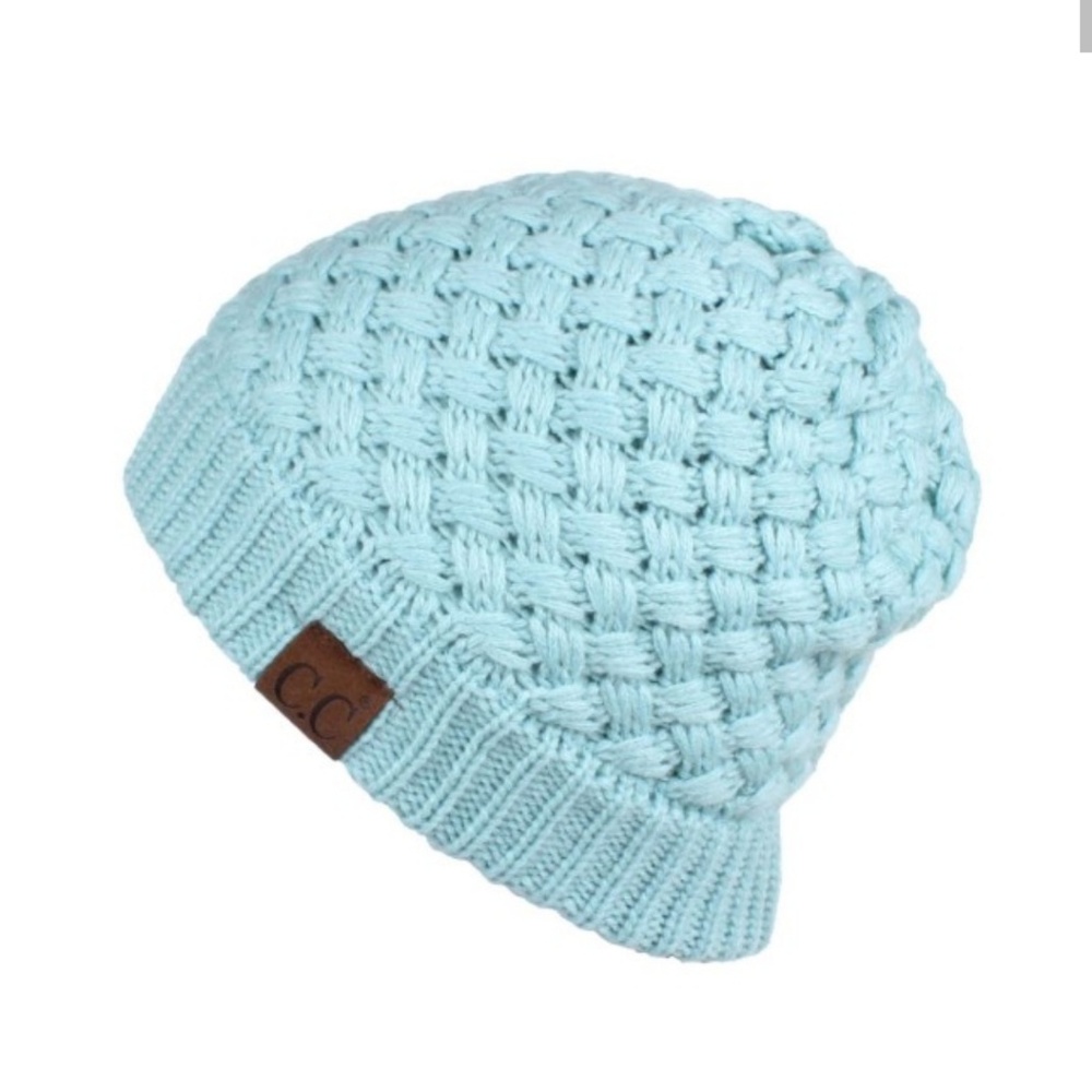 C.C. Basket Weave Beanie Cap. Mint